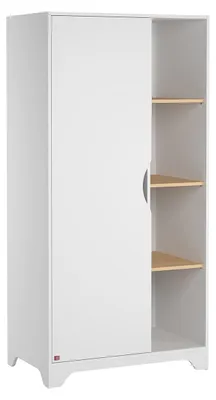 Image de CALICOSY - Armoire 1 Porte avec 2 Penderies et 3 Étagères Ouvertes L88.5cm - Leaf