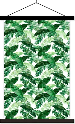 Produktbild von MuchoWow® Textilposter Blumen - Grün - Blätter 120x180 cm mit schwarzem Rahmen - Fotos