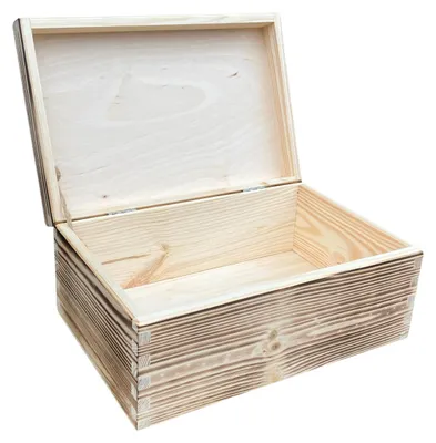 Image de Caisse en bois flammé avec couvercle – 30 x 20 x 13 cm – Boîte de rangement en pin massif, caisse rustique pour la maison et la décoration