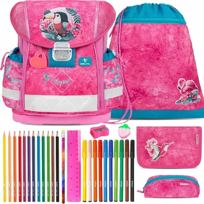 Produktbild von Belmil Schulranzen Set Classy Tropical Toucan 10-teilig gefüllt