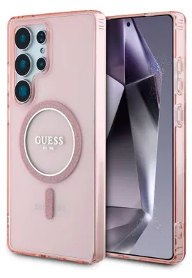 Produktbild von GUESS Tasche passend für SAMSUNG S25 Ultra GUHMS25LHFGEREP (Magnetic IML Glitter Circle) rosa