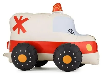 Image de Ballon en aluminium en forme d'ambulance, 68 x 48 cm - PartyDeco