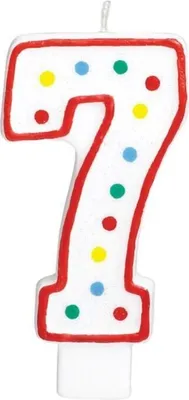 Image de AMSCAN Bougie 7 - 13,3 cm - Blanc et pois