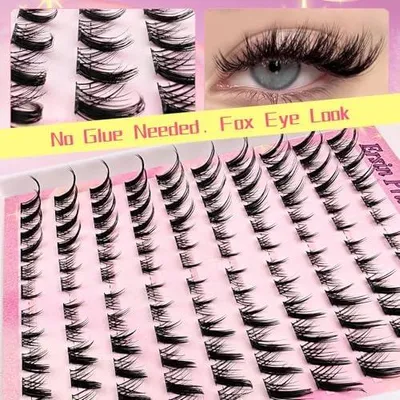 Produktbild von 120 selbstklebende Wimperncluster, vorgeklebte Wimpernbüschel, flauschige C-Curl-Einzelwimpern, kein Kleber und kein Entferner
