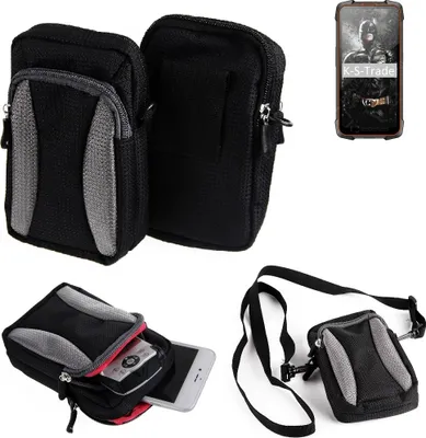 Produktbild von K-S-Trade Holster Schutz Hülle kompatibel mit Cubot KingKong 5 Pro Handy Hülle Gürteltasche Umhängetasche mit Zusatzfach schwarz