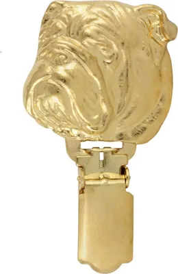 Obrázok produktu pre Anglický buldog – brošňa s klipsom, pozlátená spona na štartovné číslo, elegantná odznak na psie výstavy značky Art-Dog