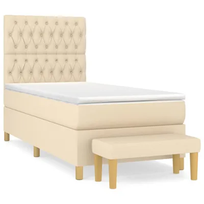 Produktbild von vidaXL Boxspringbett mit Matratze Creme 90x200 cm Stoff
