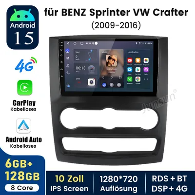 Immagine prodotto di Autoradio CarPlay Android 15 per Mercedes-Benz Sprinter B906 e VW Crafter (furgone) 2006-2017 con navigatore GPS, Wi-Fi, 4G-LTE, Bluetooth, DAB+, SWC, DSP, 6+128 GB e processore a 8 core