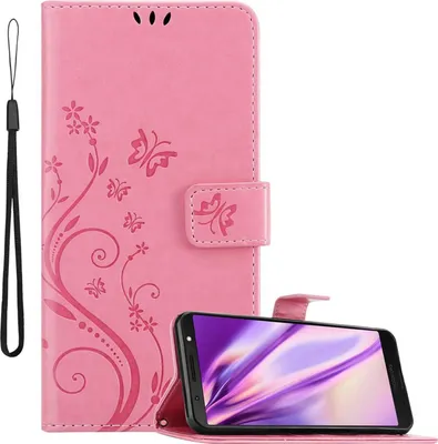 Immagine prodotto di Cadorabo Custodia per Motorola MOTO G6 PLUS Custodia protettiva in rosa Custodia protettiva per telefono cellulare Custodia Fiori Custodia