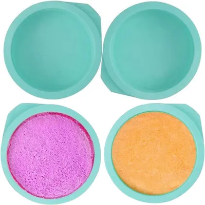 Produktbild von Silikon-Kuchenform, runde Backform, 15,2 cm, Back-Silikonform, Schichtkuchen, Brotbackform, Obstkrustenform, 4 Stück (grün)