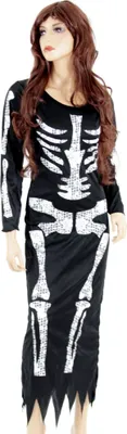 Produktbild von Skelett Kleid lang für Damen, Größe:XL