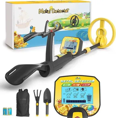 Image de Détecteur de métaux pour enfants avec écran LCD et bobine de recherche étanche - 7,5 pouces, très sensible, avec mode DISC pour débutants