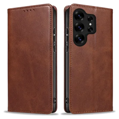 Produktbild von Handyhülle für Samsung Galaxy S25 Ultra Kunstleder Flip Cover Hülle Klapphülle Case Kartenfach Farbe: Dunkelbraun