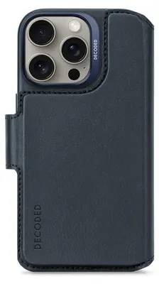 Image de Decoded Leather Detachable Wallet Magsafe Case with Wallet for Iphone 16 Pro - Blue
