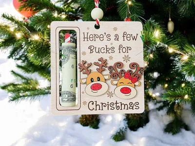 Holz-Geldhalter Weihnachtsdekoration "Here's a Few Dollars"