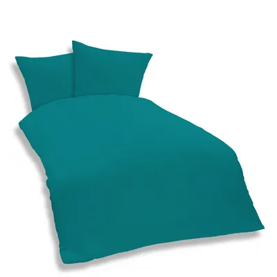 Produktbild von Uni Bettwäsche 200x200 cm petrol Einfarbig Mikrofaser Garnitur