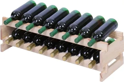 Produktbild von Weinregal VINOTECA FLEX PRO | HxBxT 23x84x28cm | 16 Flaschen auf 2 Ebenen | Massives Kiefernholz | Natur unbehandelt