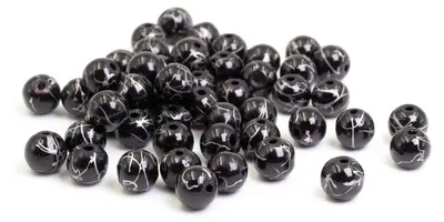 Produktbild von Vintageparts Glasperlen schwarz weiß gesprenkelt rund 6 mm für DIY-Schmuck, 50 Stück