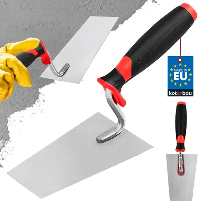 Produktbild von KOTARBAU Edelstahl Trapezkelle 130 mm x 53 mm Maurerkelle mit Gummigriff Stukkateurkelle Putzkelle Stukkateurspachtel unabdingbar für Mauererarbeiten