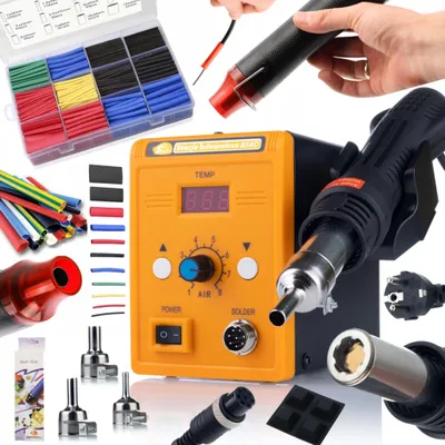 Productafbeelding van Soldeerstation Hot-Air 858D Set – 700W Station 300W Mini Krimpkous 850 St | 100–500°C, 3 Spuitmond | Elektronica Reparatie