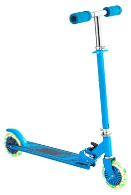 Image de Trottinette (2 roues) pour enfants à partir de 3 ans, trottinette de ville pour enfants avec des roues lumineuses, un guidon réglable en hauteur, une plateforme antidérapante et un cadre pliable. Adaptée aux enfants jusqu'à 50 kg. Couleur : bleu