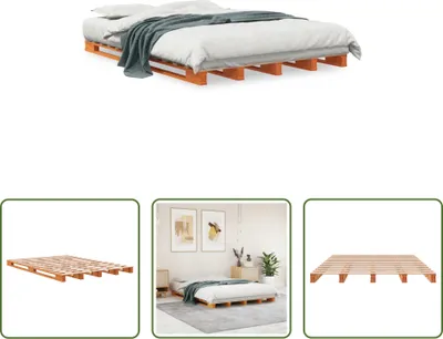 Produktbild von The Living Store Palettenbett Wachsbraun 140x200 cm Massivholz Kiefer