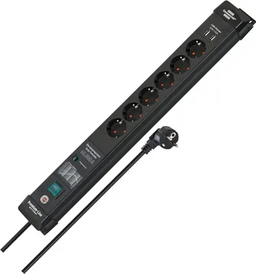 Produktbild von brennenstuhl Steckdosenleiste Premium-Line 60.000A 6-fach schwarz