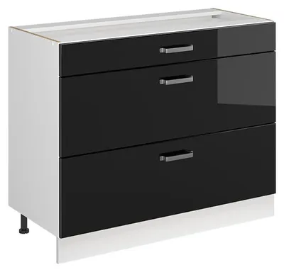 Immagine prodotto di Mobiletto base per cucina Vicco R-Line Nero lucido/Bianco 100 cm senza piano di lavoro, Model 71531