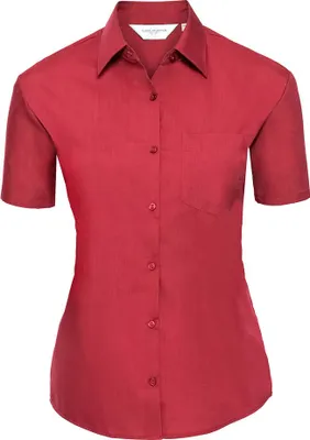 Image de Russell Collection - Chemise « Classic » facile d'entretien pour femmes à manches courtes LT4386 (M) (rouge)