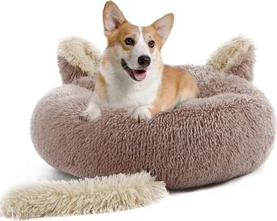 Produktbild von Famanu Haustierbett für kleine und mittelgroße Hunde und Katzen - Weiches rundes Bett