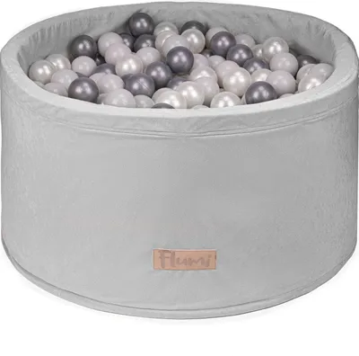 Obrázok produktu pre Flumi Ball Pool Baby Ball Pool Kids 90x40cm s 200 loptičkami ∅ 7cm vyrobené v EU-Svetlosivá + Sivá guľa