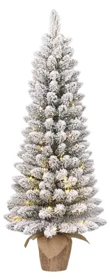 Obrázek produktu pro Black Box Trees Gerlos Úzký umělý vánoční stromek z juty s teplým bílým LED osvětlením - V75 x Ø36 cm - zelený matný