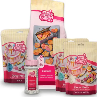 Produktbild von AOS Set | Funcakes Backmischung für Kekse mit Glasur Blau-Weiß und Deko