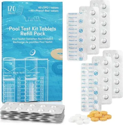 Productafbeelding van Famanu Zwembadtestset: 120 testtabletten voor pH-waarde en vrij chloor - Navulset