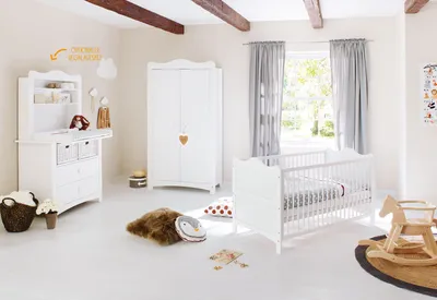 Zdjęcie produktu dla Pinolino Kinderträume 100023BR, Łóżeczko dla dziecka, Drewno, Biały