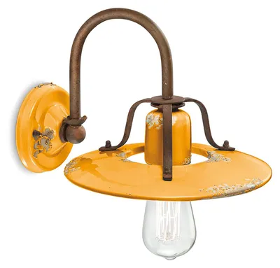 Produktbild von Wandlampe im industriellen Design aus Eisen und Keramik Country AP - Gelb
