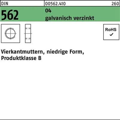 Produktbild von Reyher  Vierkantmuttern DIN 562 04 M 4 galv. verzinkt (1000 Stück)