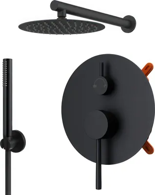 Produktbild von BADLAND Komplettes Duschsystem LUGO Unterputz Armatur Wasserhahn mit Kopfbrause in Schwarz
