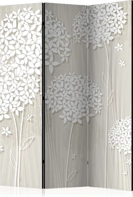 Produktbild von 3-teiliger Doppelseitiger Vlies Paravent - Creamy Daintiness 135x172 cm Blumen b-C-0008-z-b