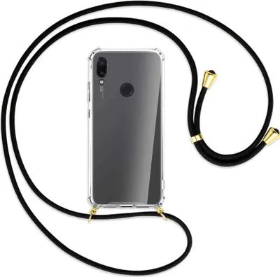 Produktbild von Handykette Backcover-Schutzhülle mit Band (Metall goldfarben) für Xiaomi Redmi Note 7 (Pro) - schwarz