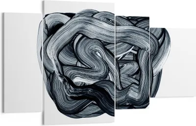 Produktbild von Bild auf Leinwand - Leinwandbild - 4 Teile - Abstraktion schwarz verschwommen - 120x70cm - Wand Bild - Wanddeko - Wandbilder - Leinwanddruck - Bilder - Wanddekoration - Leinwand bilder - DL120x70-4874