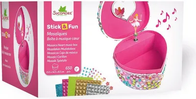 Produktbild von 3D Mosaik Musikbox, Herz Ballerina Fee Design, Sycomore Stick'N Fun, Funkelnde Edelsteine, Ab 5 Jahren