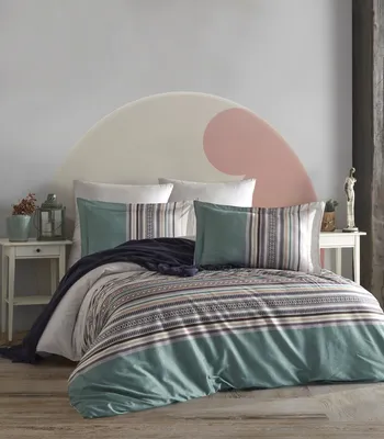 Produktbild von L'Essentiel Linge de Maison, Ash - Green, Ranforce Doppel-Bettbezug-Set (FR), 100 % BAUMWOLLE RANFORCE, Grün, 200 x 200 cm