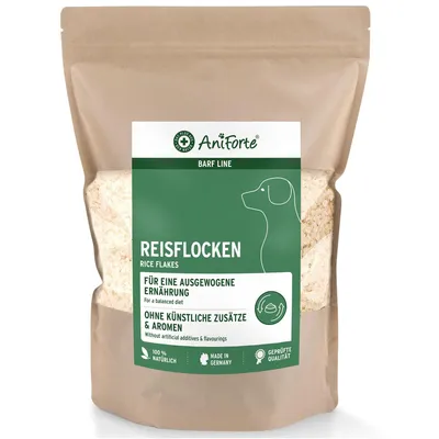 Produktbild von AniForte Reisflocken Hund 1kg - Natürlicher Barf Zusatz, glutenfreie Flocken für Hunde ohne künstliche Zusätze, Hundeflocken, Flockenfutter
