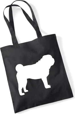Produktbild von Huuraa Jutebeutel Mops Silhouette 10 Liter Black Baumwolle Tasche Geschenkidee