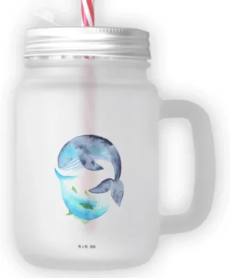 Produktbild von Mr. & Mrs. Panda Glas Walfisch Thunfisch - Transparent - Geschenk, Spruch Des Tages, Wahl, Witz, Mit Henkel, Tunfisch, Lustige Sprüche, Deckel Und Strohhalm, Lustig, Wal