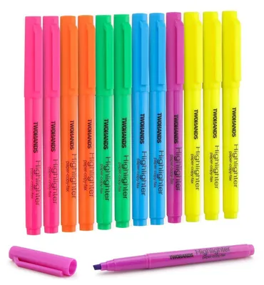 Immagine prodotto di Set di pennarelli fluorescenti, 12 pezzi, colori vivaci, punta a cono, asciugatura rapida, con clip