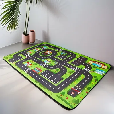 Image de Tapis de jeu 80 x 120 cm - Tapis route - Antidérapant - Durable - Tapis de jeu pour enfants - Non toxique / Sans BPA