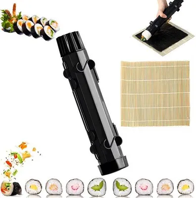 Zdjęcie produktu dla Zestaw do formowania sushi - urządzenie do formowania sushi - wałek do sushi - maszyna do sushi - kolor czarny