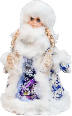Produktbild von Dekofigur Schneemädchen in Gold-Weiß-Blau mit Süßigkeitenfach 35 cm  Снегурочка, Снегурка, Снежевиночка